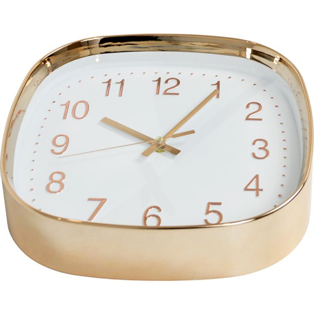 Modern Wall Clock Silent Non-ticking Quartz Battery Operated Square with Rounded Gold Corners  Image 7