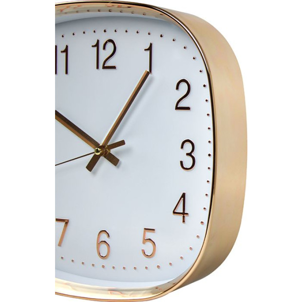 Modern Wall Clock Silent Non-ticking Quartz Battery Operated Square with Rounded Gold Corners  Image 8