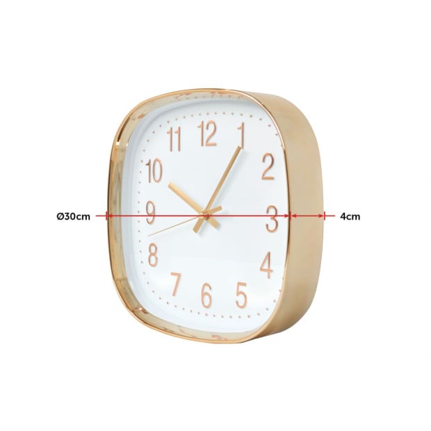 Modern Wall Clock Silent Non-ticking Quartz Battery Operated Square with Rounded Gold Corners  Image 9