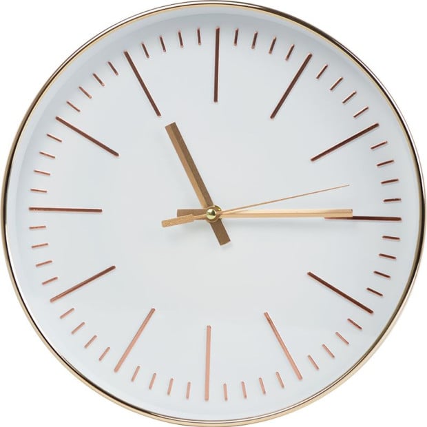 Modern Wall Clock Silent Non-ticking Quartz Battery Operated Round Gold Image 4