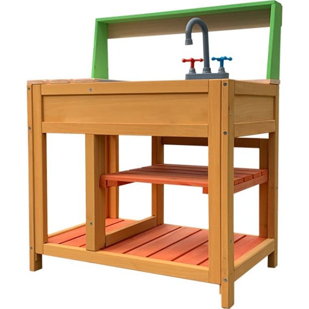 Children Outdoor Play Mud Kitchen Sand Pit With Display Shelf Image 5
