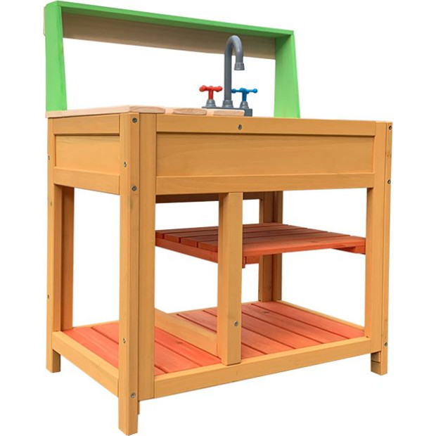 Children Outdoor Play Mud Kitchen Sand Pit With Display Shelf Image 7