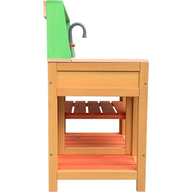 Children Outdoor Play Mud Kitchen Sand Pit With Display Shelf Image 8