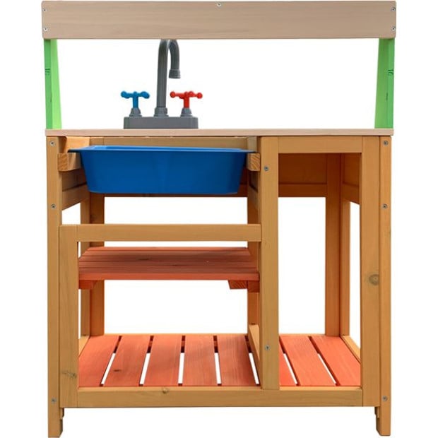 Children Outdoor Play Mud Kitchen Sand Pit With Display Shelf Image 9