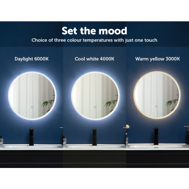 90cm Led Wall Mirror Bathroom Mirrors Light Decor Round Image 9