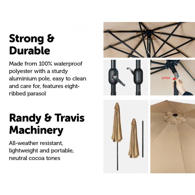 9ft Patio Umbrella Outdoor Garden Table Umbrella With 8 Sturdy Ribs Image 3