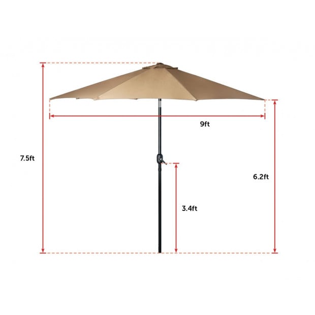 9ft Patio Umbrella Outdoor Garden Table Umbrella With 8 Sturdy Ribs Image 9