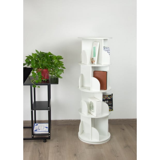 360-degree Rotating 4 Tier Display Shelf Bookcase Organiser Image 2