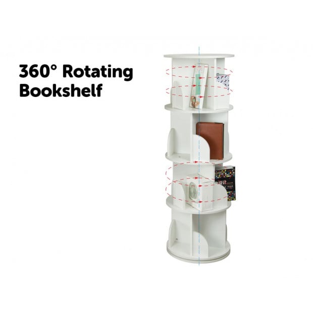 360-degree Rotating 4 Tier Display Shelf Bookcase Organiser Image 5