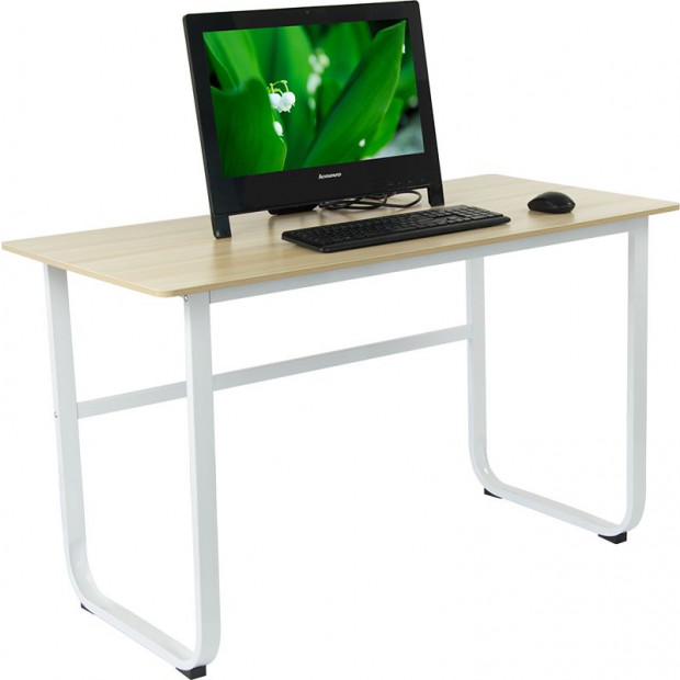Wood & Steel Solid Computer Desk Home Office Furniture Image 4