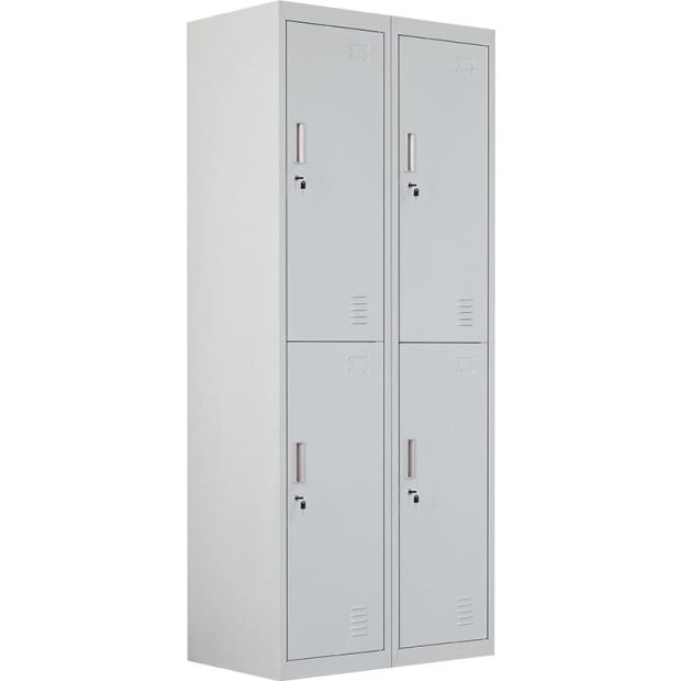 Four-door Office Shed Storage Locker Standard Lock with 2 Keys Grey Image 6