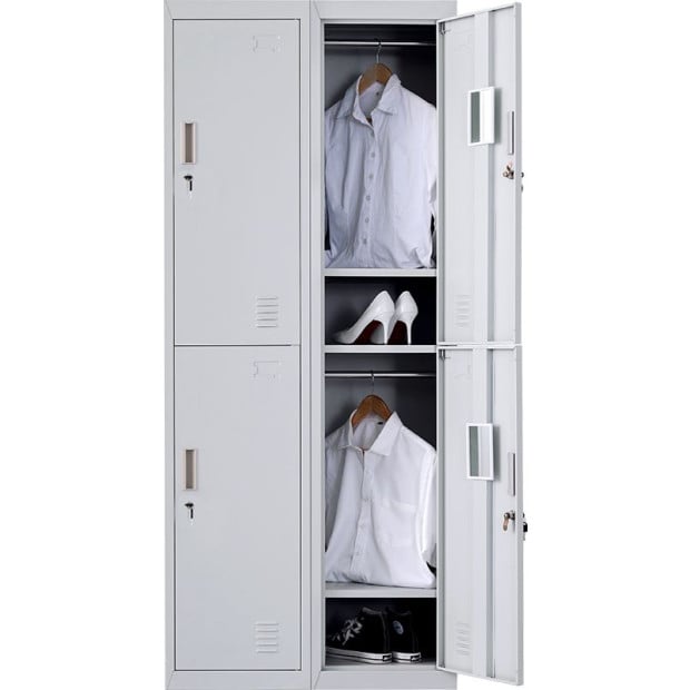 Four-door Office Shed Storage Locker Standard Lock with 2 Keys Grey Image 8