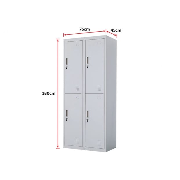 Four-door Office Shed Storage Locker Standard Lock with 2 Keys Grey Image 9