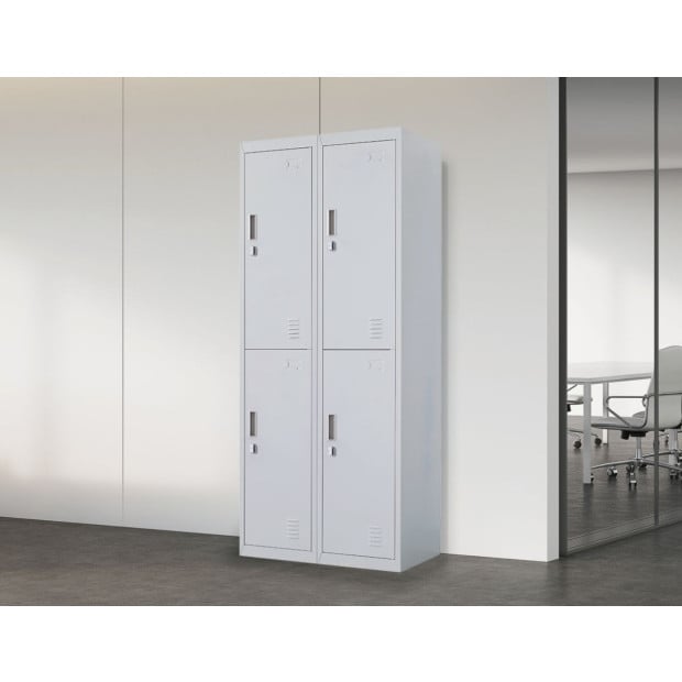 Four-door Office Shed Storage Locker Padlock Operated Lock Grey