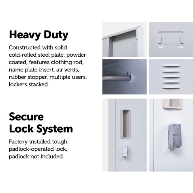 Four-door Office Shed Storage Locker Padlock Operated Lock Grey Image 4
