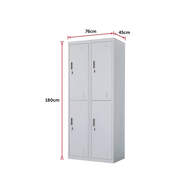 Four-door Office Shed Storage Locker Padlock Operated Lock Grey Image 9