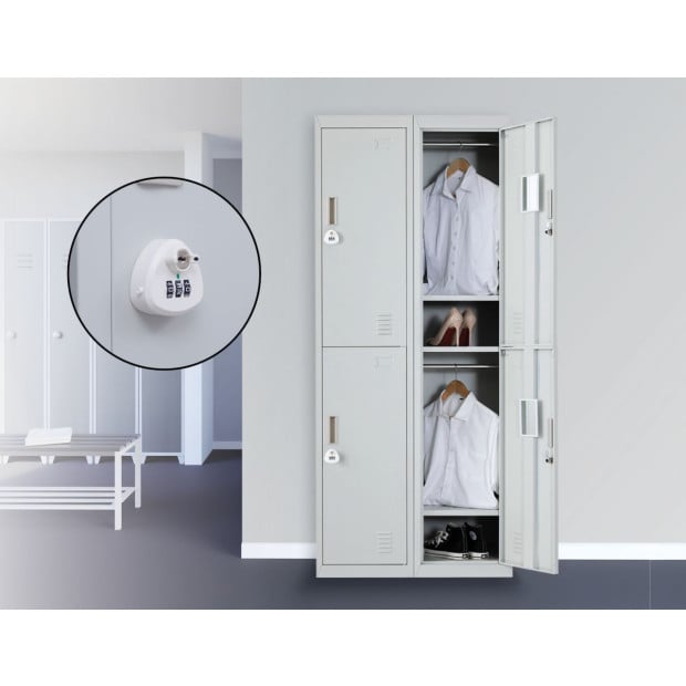 Four-door Office Shed Storage Locker 3-Digit Combination Lock Grey Image 2