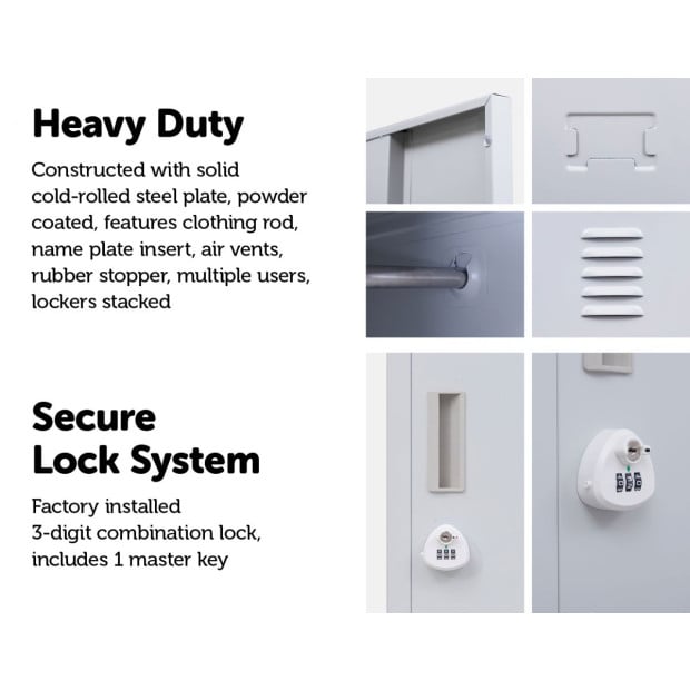 Four-door Office Shed Storage Locker 3-Digit Combination Lock Grey Image 4