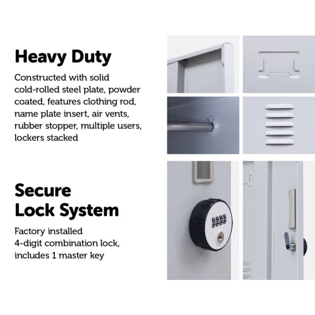 Four-door Office Shed Storage Locker 4-Digit Combination Lock Grey Image 4