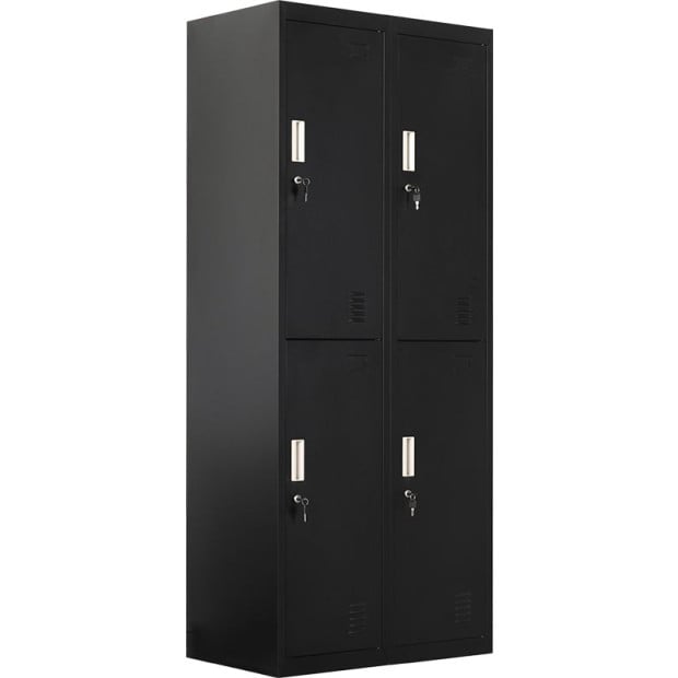 Four-door Office Shed Storage Locker Standard Lock with 2 Keys Black Image 6