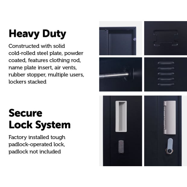 Four-door Office Shed Storage Locker Padlock Operated Lock Black Image 4