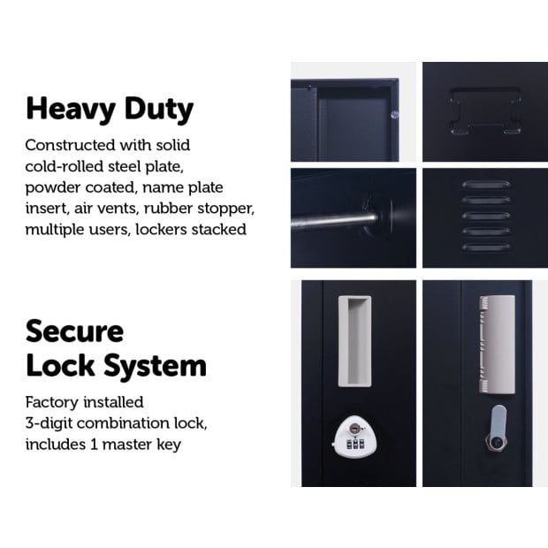 Four-door Office Shed Storage Locker 3-Digit Combination Lock Black Image 4