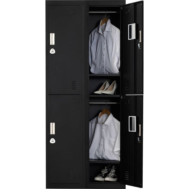 Four-door Office Shed Storage Locker 3-Digit Combination Lock Black Image 8