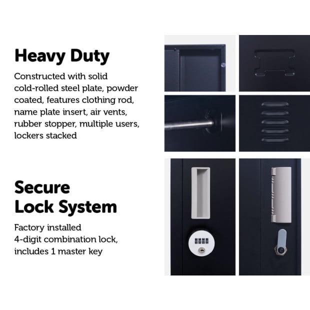 Four-door Office Shed Storage Locker 4-Digit Combination Lock Black Image 4