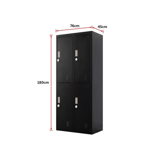 Four-door Office Shed Storage Locker 4-Digit Combination Lock Black Image 9