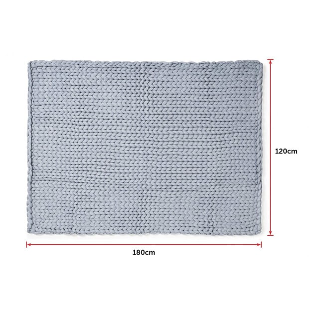 Hand Knitted Chunky Blanket Thick Acrylic Yarn Blanket Home Decor Throw Rug - Grey Image 8
