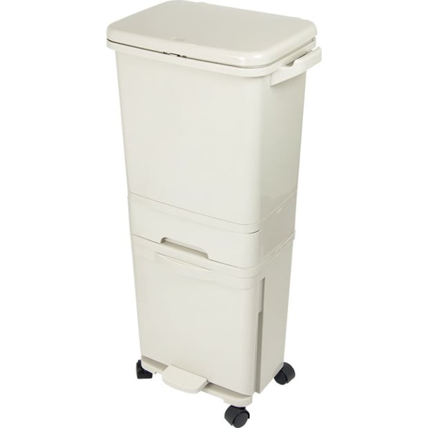 42l Rubbish Bin Waste Trash Can Pedal Recycling Kitchen Wheel 2 Compartment Image 4