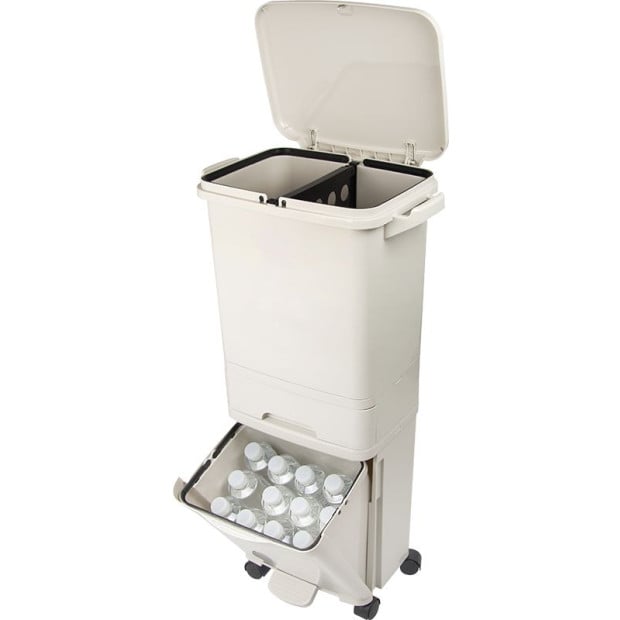 42l Rubbish Bin Waste Trash Can Pedal Recycling Kitchen Wheel 2 Compartment Image 5