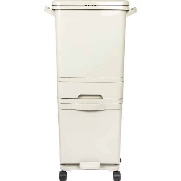 42l Rubbish Bin Waste Trash Can Pedal Recycling Kitchen Wheel 2 Compartment Image 6