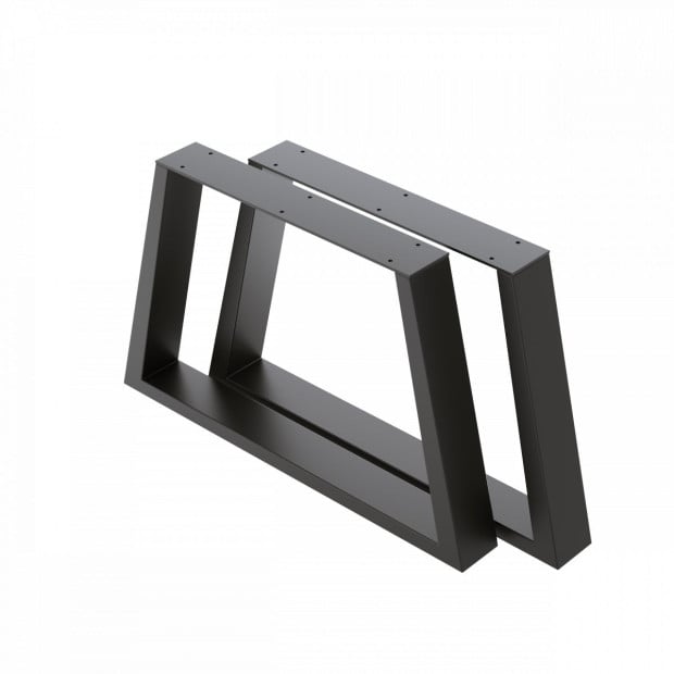 Trapezium-shaped Table Bench Desk Legs Retro Industrial Design Fully Welded - Black Image 3