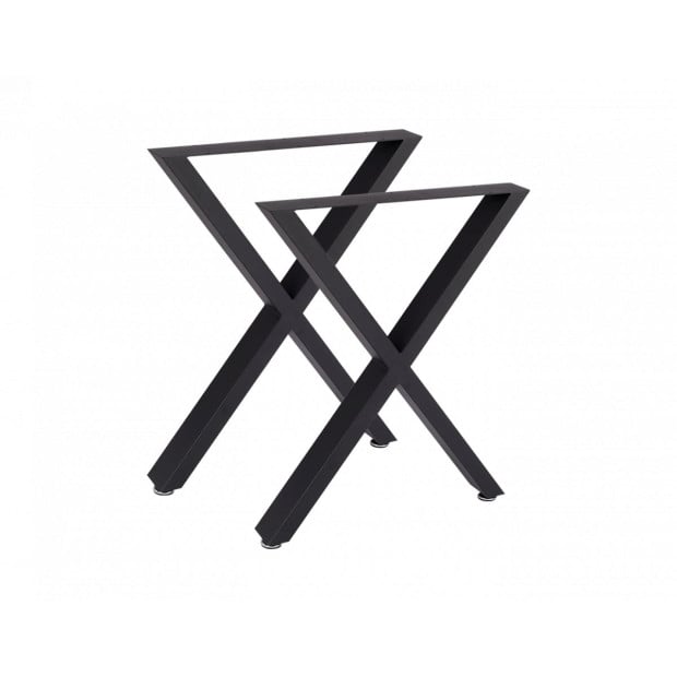 X-shaped Table Bench Desk Legs Retro Industrial Design Fully Welded - Black Image 4
