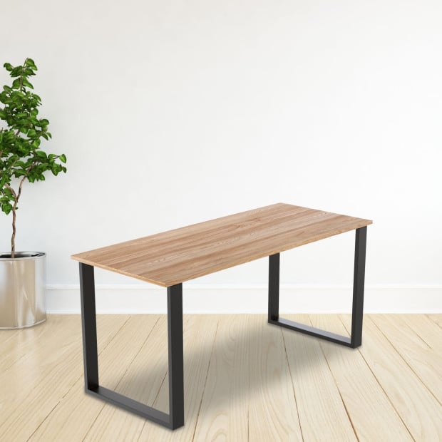 Rectangular-shaped Table Bench Desk Legs Retro Industrial Design Fully Welded - Black