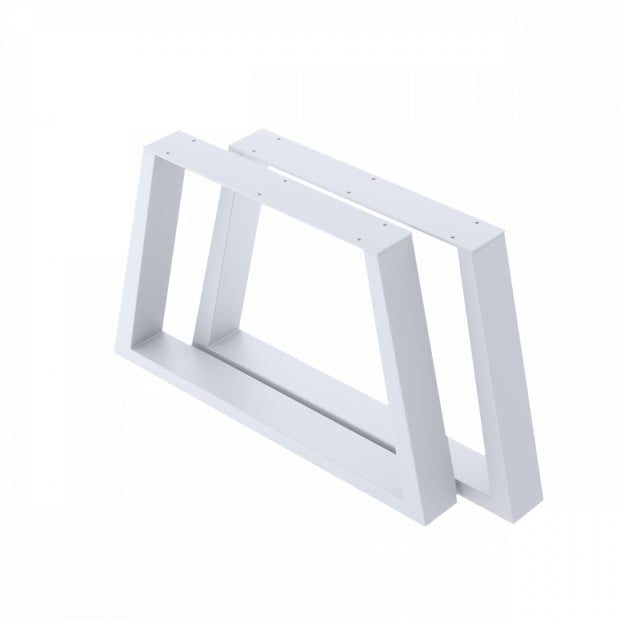 Trapezium-shaped Table Bench Desk Legs Retro Industrial Design Fully Welded - White Image 3