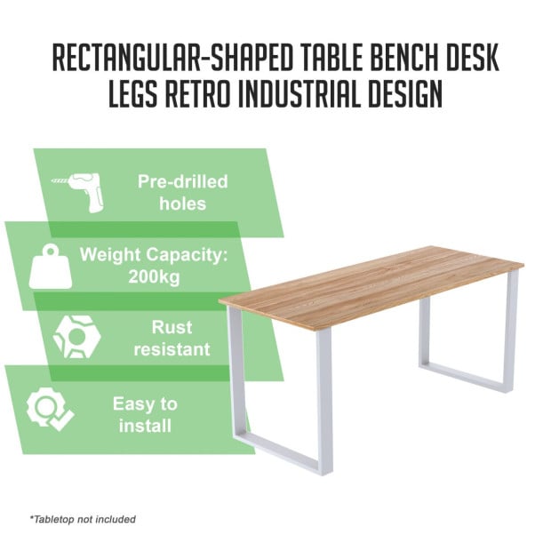 Rectangular-shaped Table Bench Desk Legs Retro Industrial Design Fully Welded - White Image 2