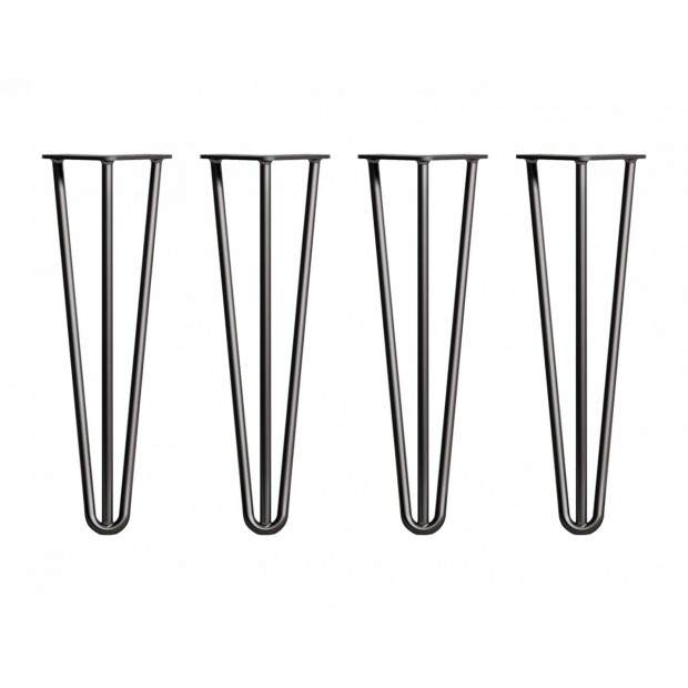 Set Of 4 Industrial 3-rod Retro Hairpin Table Legs 12mm Steel Bench Desk - 41cm Black Image 5