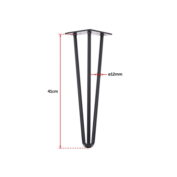 Set Of 4 Industrial 3-rod Retro Hairpin Table Legs 12mm Steel Bench Desk - 41cm Black Image 7