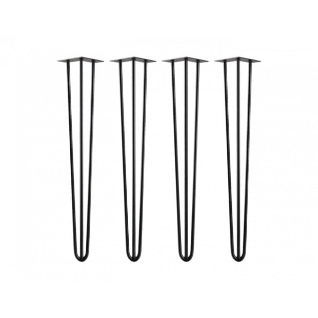 Set Of 4 Industrial 3-rod Retro Hairpin Table Legs 12mm Steel Bench Desk - 71cm Black Image 5