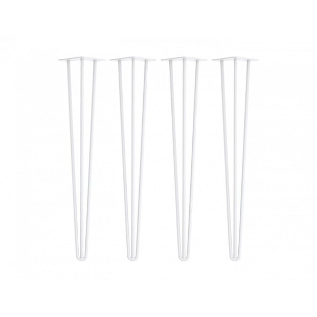Set Of 4 Industrial 3-rod Retro Hairpin Table Legs 12mm Steel Bench Desk - 71cm White Image 5
