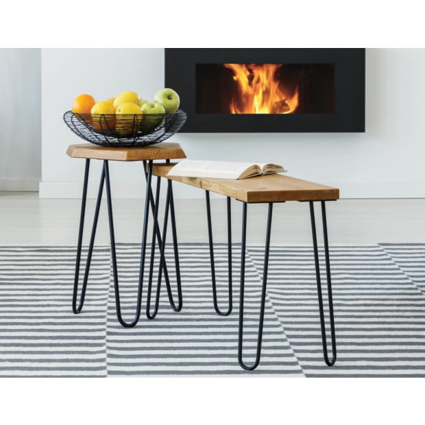 Set Of 4 Industrial Retro Hairpin Table Legs 12mm Steel Bench Desk - 41cm Black Image 2