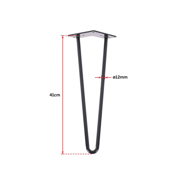Set Of 4 Industrial Retro Hairpin Table Legs 12mm Steel Bench Desk - 41cm Black Image 7