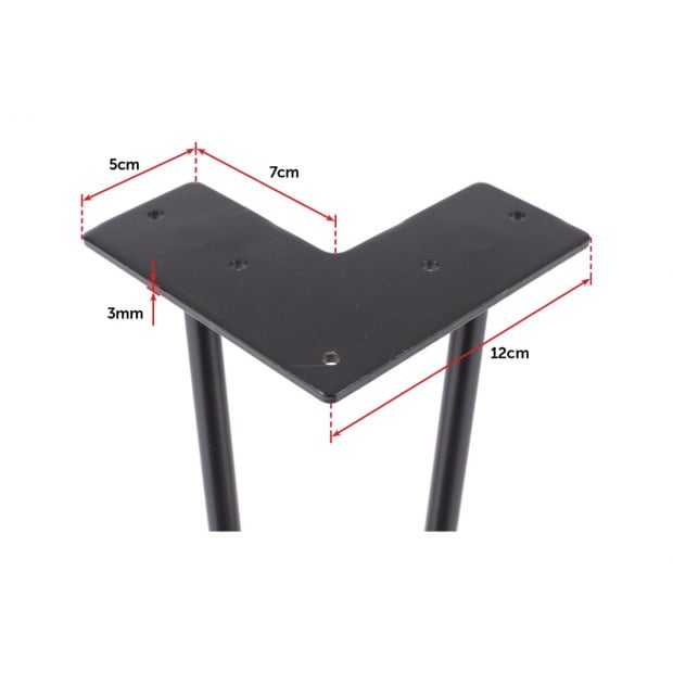 Set Of 4 Industrial Retro Hairpin Table Legs 12mm Steel Bench Desk - 41cm Black Image 8