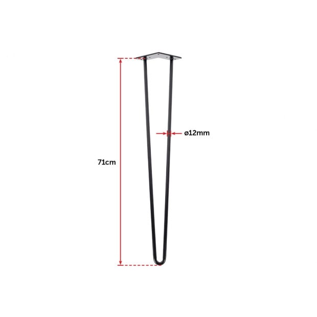 Set Of 4 Industrial Retro Hairpin Table Legs 12mm Steel Bench Desk - 71cm Black Image 7