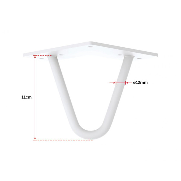 Set Of 4 Industrial Retro Hairpin Table Legs 12mm Steel Bench Desk - 11cm White Image 7