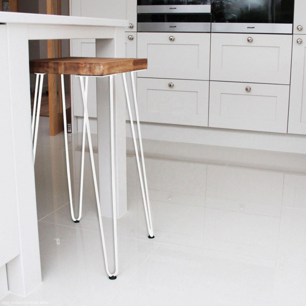 Set Of 4 Industrial Retro Hairpin Table Legs 12mm Steel Bench Desk - 71cm White Image 2