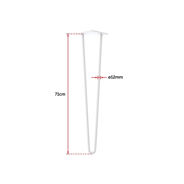 Set Of 4 Industrial Retro Hairpin Table Legs 12mm Steel Bench Desk - 71cm White Image 7