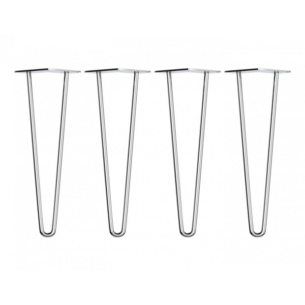 Set Of 4 Chrome Retro Hairpin Table Legs 12mm Steel Bench Desk - 41cm Image 5
